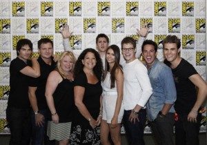 The Vampire Diaries cast with executive producer Julie Plec and TV Guide Magazine's Debra Birnbaum